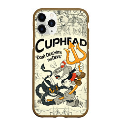 Чехол iPhone 11 Pro матовый Cuphead and Devil, цвет: 3D-коричневый