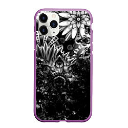 Чехол iPhone 11 Pro матовый Floral Pattern, цвет: 3D-фиолетовый