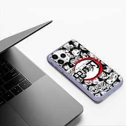 Чехол iPhone 11 Pro матовый DEMON SLAYER ЛИЦА УЗОР, цвет: 3D-светло-сиреневый — фото 2