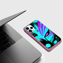 Чехол iPhone 11 Pro матовый БЛИЧ МАСКА ПУСТОГО НЕОН, цвет: 3D-малиновый — фото 2