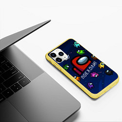 Чехол iPhone 11 Pro матовый ПОЕХАЛИ АМОНГ АС AMONG US, цвет: 3D-желтый — фото 2