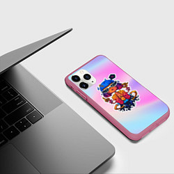 Чехол iPhone 11 Pro матовый Модная чика в медитации, цвет: 3D-малиновый — фото 2
