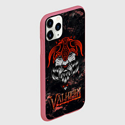 Чехол iPhone 11 Pro матовый Valheim лицо викинга, цвет: 3D-малиновый — фото 2