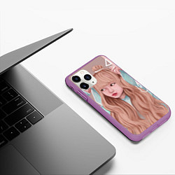 Чехол iPhone 11 Pro матовый Лиса Манобан BLACKPINK, цвет: 3D-фиолетовый — фото 2