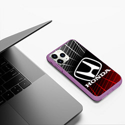 Чехол iPhone 11 Pro матовый HONDA ХОНДА СЕТКА, цвет: 3D-фиолетовый — фото 2