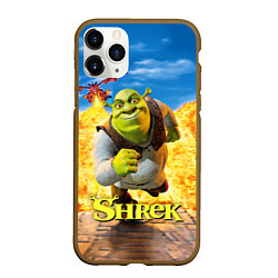 Чехол iPhone 11 Pro матовый Шрек и дракон, цвет: 3D-коричневый