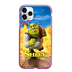 Чехол iPhone 11 Pro матовый Шрек и дракон, цвет: 3D-малиновый