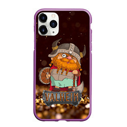 Чехол iPhone 11 Pro матовый Valheim мультяшный викинг, цвет: 3D-фиолетовый