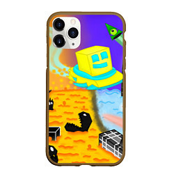 Чехол iPhone 11 Pro матовый Geometry Dash RobTop Z, цвет: 3D-коричневый