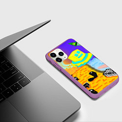 Чехол iPhone 11 Pro матовый Geometry Dash: RobTop Z, цвет: 3D-фиолетовый — фото 2