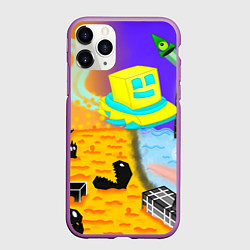 Чехол iPhone 11 Pro матовый Geometry Dash: RobTop Z, цвет: 3D-фиолетовый