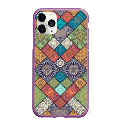 Чехол iPhone 11 Pro матовый ЛОСКУТНАЯ ВЫШИВКА, цвет: 3D-фиолетовый