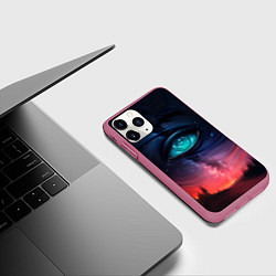 Чехол iPhone 11 Pro матовый Глаза в небе, цвет: 3D-малиновый — фото 2