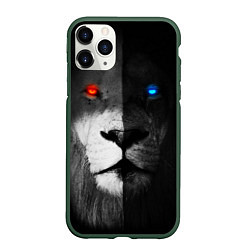 Чехол iPhone 11 Pro матовый ЛЕВ - НЕОНОВЫЕ ГЛАЗА, цвет: 3D-темно-зеленый