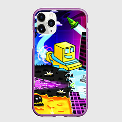 Чехол iPhone 11 Pro матовый Geometry Dash: Art, цвет: 3D-фиолетовый