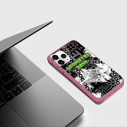 Чехол iPhone 11 Pro матовый Geometry Dash, цвет: 3D-малиновый — фото 2