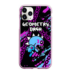 Чехол iPhone 11 Pro матовый Geometry Dash, цвет: 3D-розовый