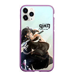 Чехол iPhone 11 Pro матовый Муичиро Токито Kimetsu no Yaiba, цвет: 3D-фиолетовый