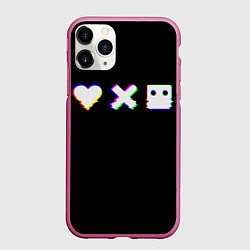 Чехол iPhone 11 Pro матовый Love Death and Robots Glitch, цвет: 3D-малиновый