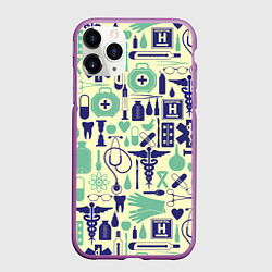 Чехол iPhone 11 Pro матовый Медицина Паттерн Z, цвет: 3D-фиолетовый