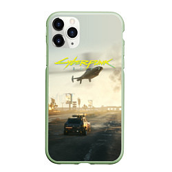 Чехол iPhone 11 Pro матовый CYBERPUNK 2077 КИБЕРПАНК спина Z, цвет: 3D-салатовый