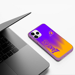 Чехол iPhone 11 Pro матовый LOS ANGELES LAKERS ЛЕЙКЕРС, цвет: 3D-фиолетовый — фото 2