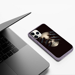 Чехол iPhone 11 Pro матовый Руки на черепе, цвет: 3D-серый — фото 2
