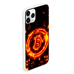 Чехол iPhone 11 Pro матовый BITCOIN БИТКОИН ОГОНЬ, цвет: 3D-белый — фото 2