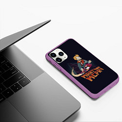 Чехол iPhone 11 Pro матовый Back to Futurama, цвет: 3D-фиолетовый — фото 2