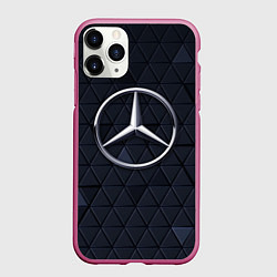 Чехол iPhone 11 Pro матовый MERCEDES BENZ 3D Geometry 3Д, цвет: 3D-малиновый