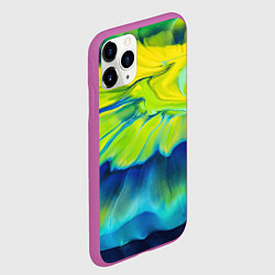 Чехол iPhone 11 Pro матовый Разводы яркой краски, цвет: 3D-фиолетовый — фото 2