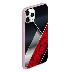 Чехол iPhone 11 Pro матовый 3D BLACK AND RED METAL, цвет: 3D-розовый — фото 2