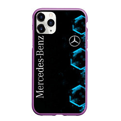 Чехол iPhone 11 Pro матовый Mercedes Мерседес Неон, цвет: 3D-фиолетовый
