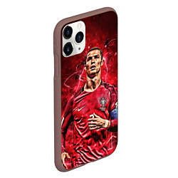 Чехол iPhone 11 Pro матовый Cristiano Ronaldo Portugal, цвет: 3D-коричневый — фото 2