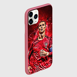 Чехол iPhone 11 Pro матовый Cristiano Ronaldo Portugal, цвет: 3D-малиновый — фото 2