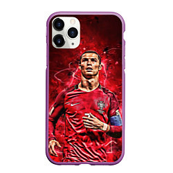 Чехол iPhone 11 Pro матовый Cristiano Ronaldo Portugal, цвет: 3D-фиолетовый