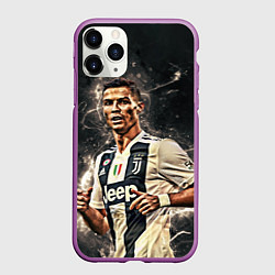 Чехол iPhone 11 Pro матовый Криштиану Роналду Ювентус, цвет: 3D-фиолетовый