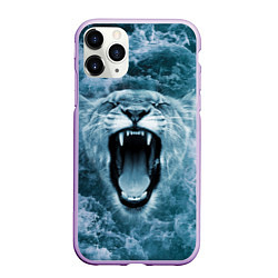 Чехол iPhone 11 Pro матовый Львица в бушующих волнах, цвет: 3D-сиреневый