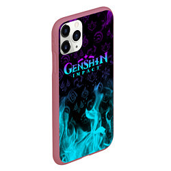 Чехол iPhone 11 Pro матовый GENSHIN IMPACT НЕОНОВЫЙ ОГОНЬ, цвет: 3D-малиновый — фото 2