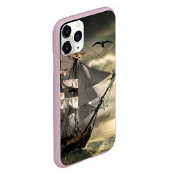 Чехол iPhone 11 Pro матовый Парусник, цвет: 3D-розовый — фото 2