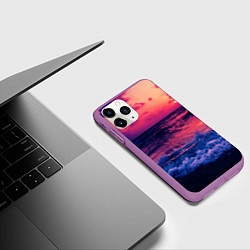 Чехол iPhone 11 Pro матовый Закат на берегу, цвет: 3D-фиолетовый — фото 2