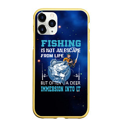 Чехол iPhone 11 Pro матовый FISHING PLANET Рыбалка, цвет: 3D-желтый