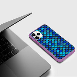 Чехол iPhone 11 Pro матовый Чешуя рыбы, цвет: 3D-фиолетовый — фото 2