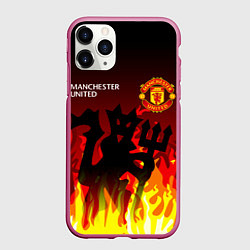 Чехол iPhone 11 Pro матовый MANCHESTER UNITED ДЬЯВОЛ, цвет: 3D-малиновый