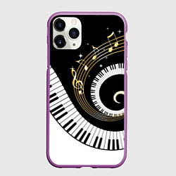Чехол iPhone 11 Pro матовый МУЗЫКАЛЬНЫЙ УЗОР, цвет: 3D-фиолетовый