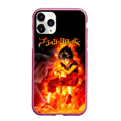 Чехол iPhone 11 Pro матовый Юно в огне Чёрный клевер, цвет: 3D-малиновый
