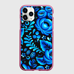 Чехол iPhone 11 Pro матовый Гжель, цвет: 3D-малиновый