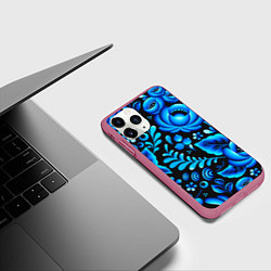 Чехол iPhone 11 Pro матовый Гжель, цвет: 3D-малиновый — фото 2