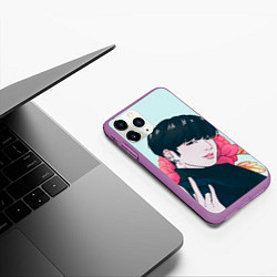 Чехол iPhone 11 Pro матовый Мин Юнги, цвет: 3D-фиолетовый — фото 2