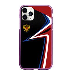 Чехол iPhone 11 Pro матовый РОССИЯ RUSSIA UNIFORM, цвет: 3D-фиолетовый